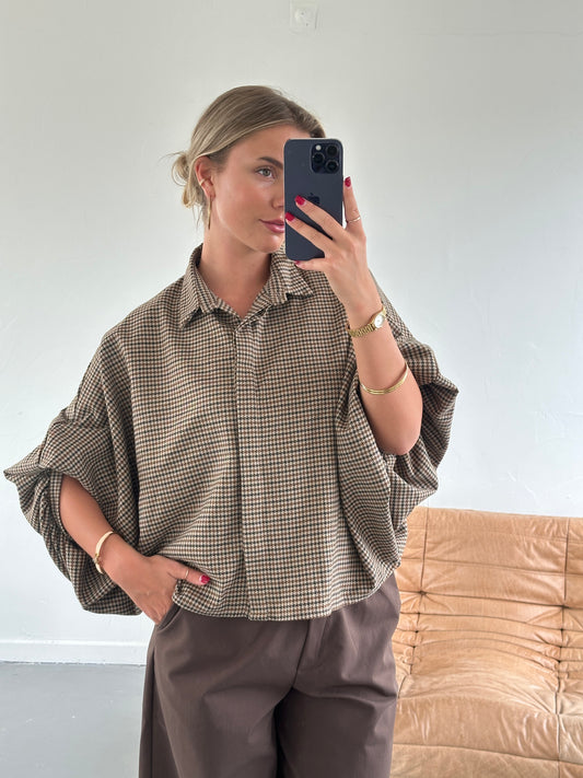 Pas ruit blouse beige / bruin