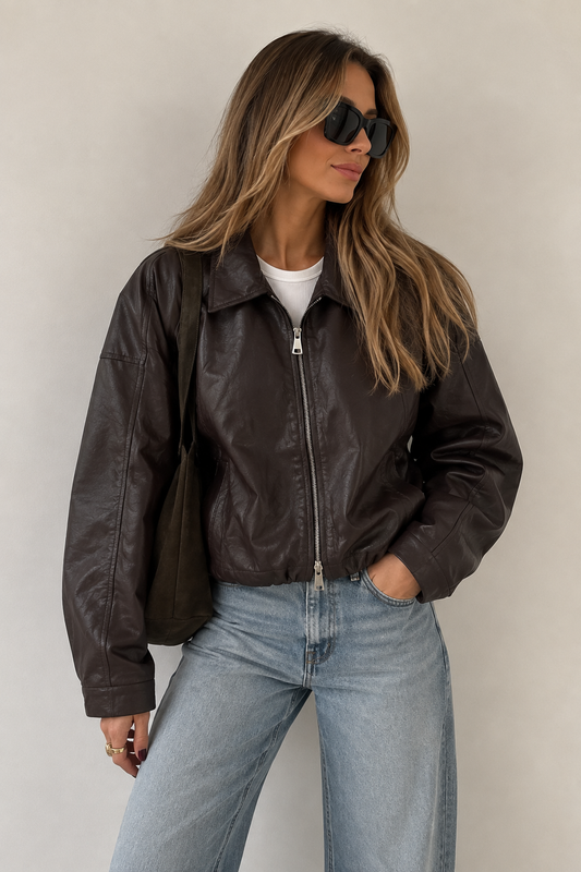 Flo Leather Look bomber jasje