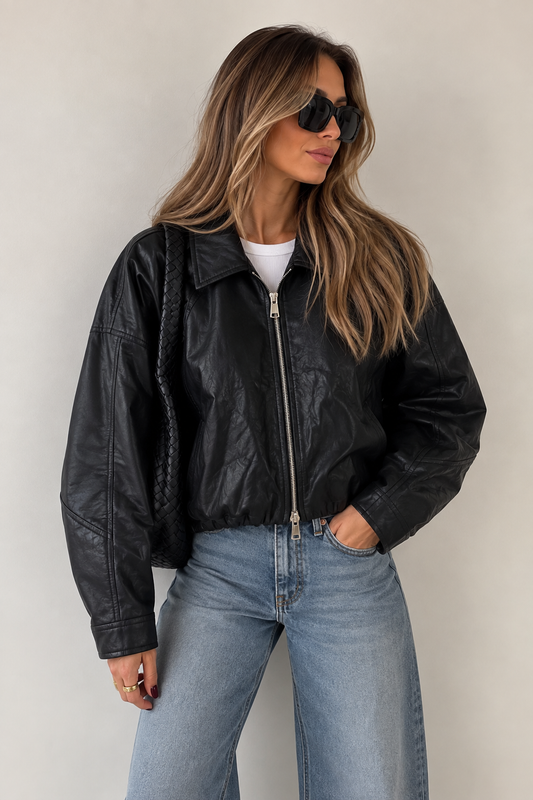 Flo Leather Look bomber jasje