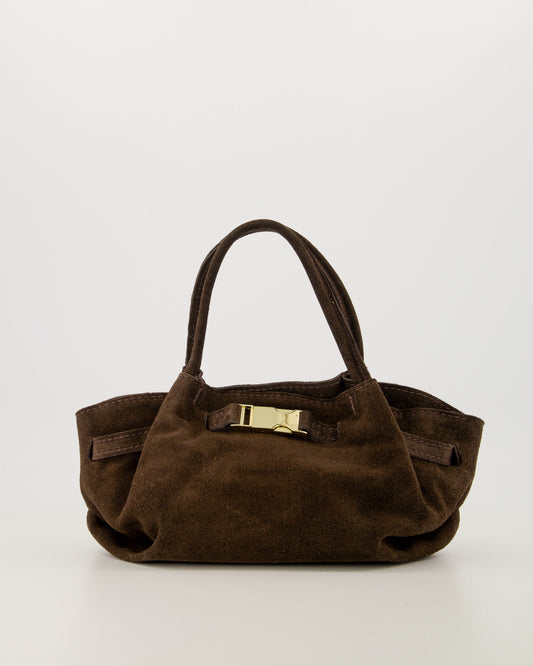 Leonie Suede leren handtas - Donkerbruin