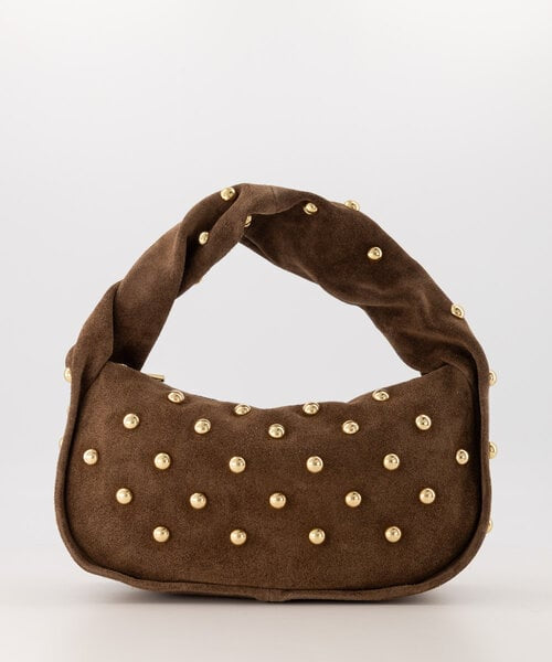 Lottie - Suede - Schoudertas met studs - Taupe