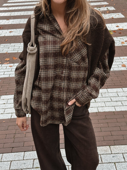 Elien blouse strass bruin