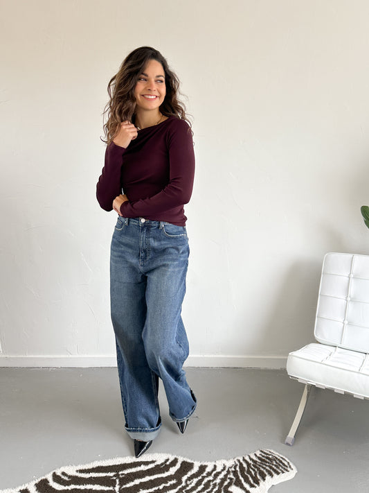 Ayla baggy loose fit jeans donkerblauw