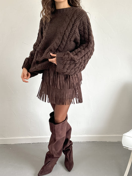 Lisa rokje franjes bruin