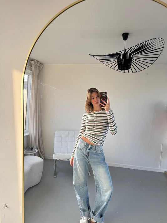 Jette stripe top met knoopjes