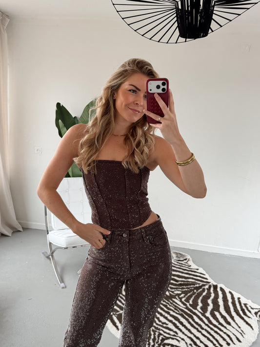 Alix glitter strapless top