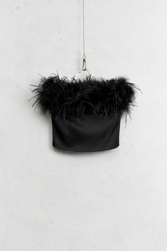 July bandeau top met veren