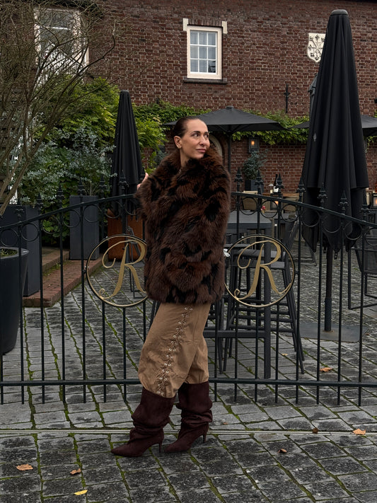 Hanny faux fur jas donkerbruin
