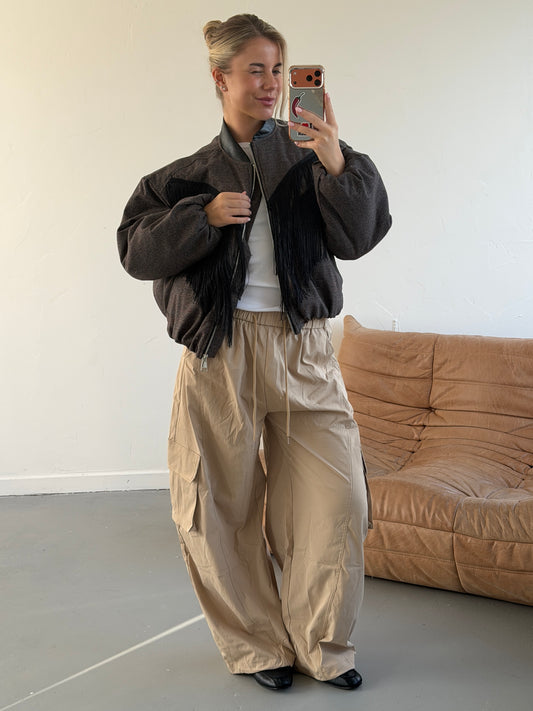 Noa bomber met franjes zwart