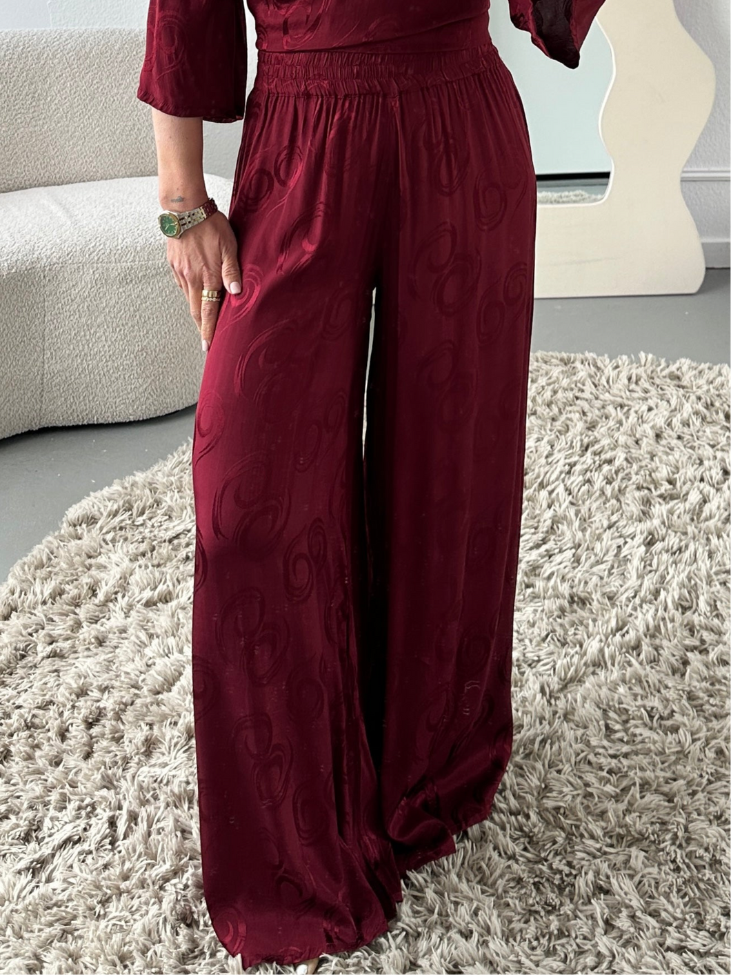 Berawa Jaquard Elsa Pants Wine Red