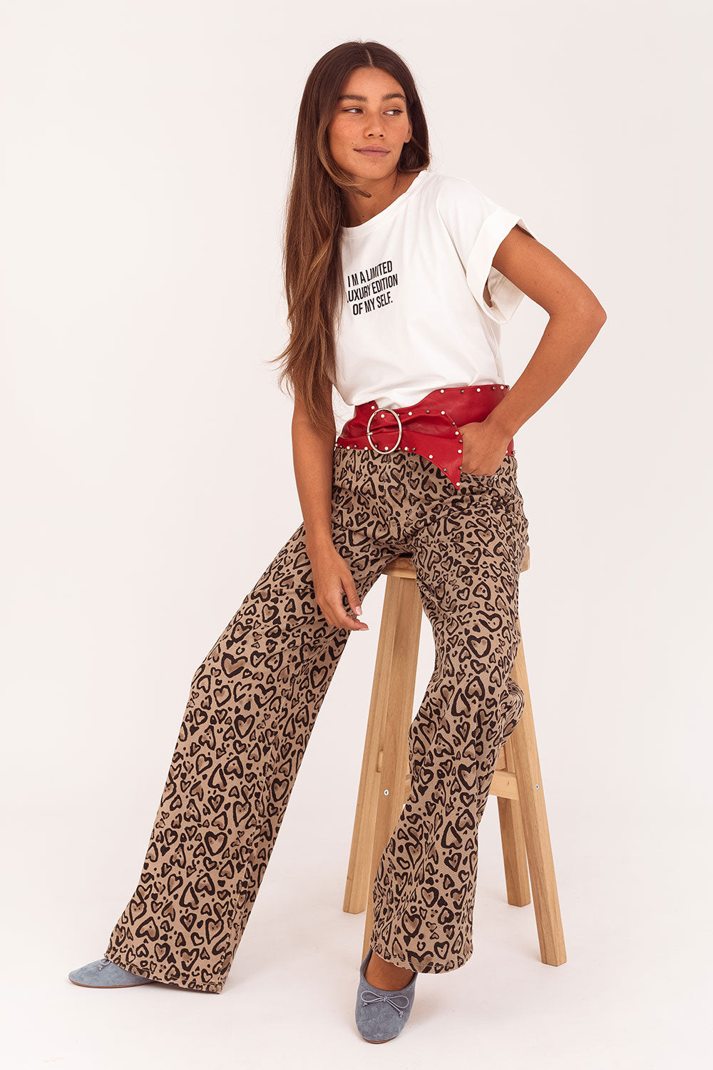 ByHan jeans hartjes- leopard print
