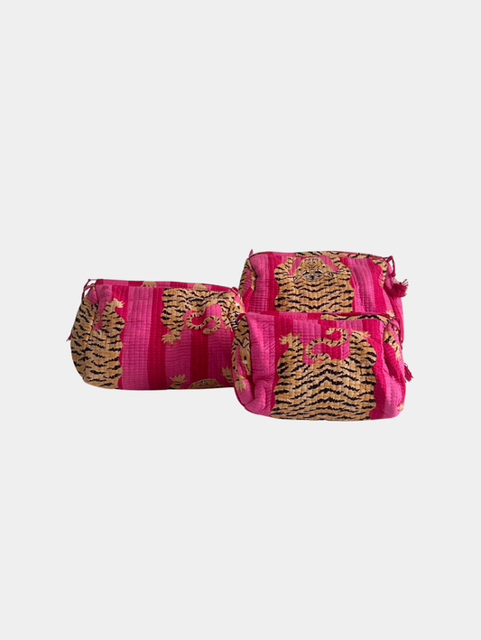 ByHan gekleurde leopard Toilettasjes roze - verschillende maten