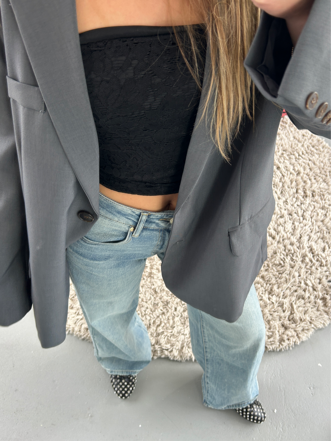Strapless Mesh Top Zwart
