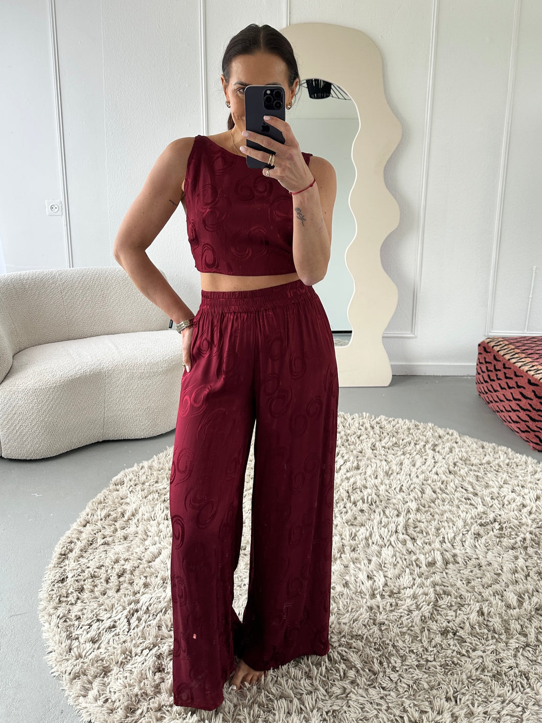 Berawa Jaquard Top Wine Red