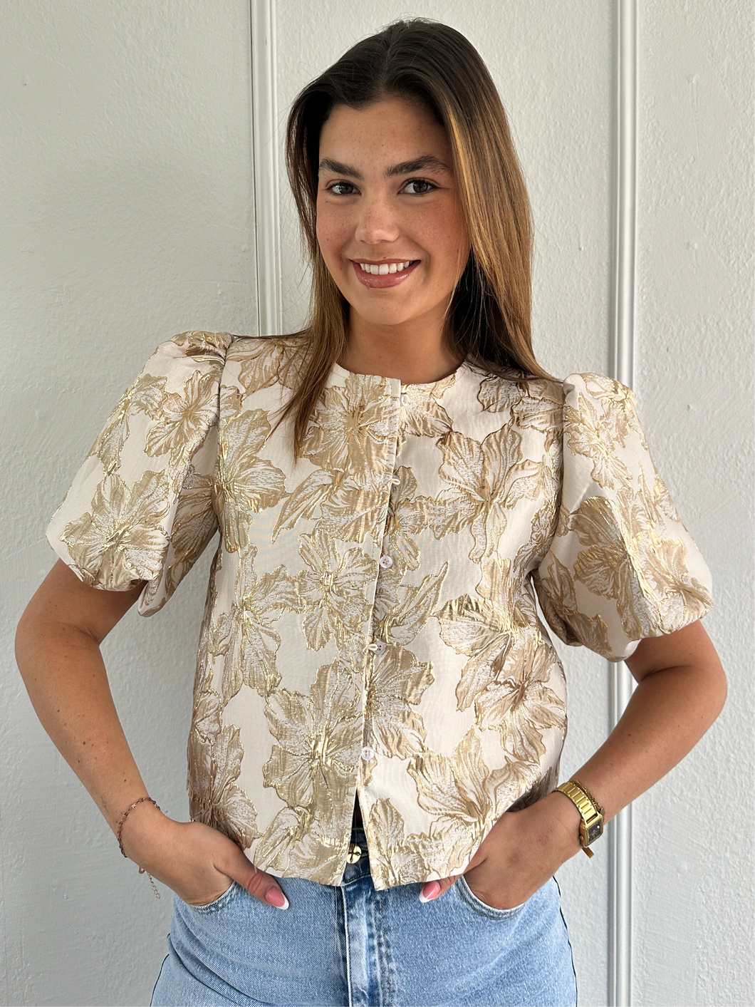 Champagne Flower Top