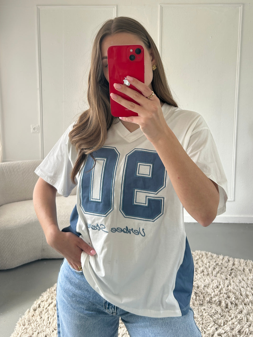 Blauw Baseball T-Shirt
