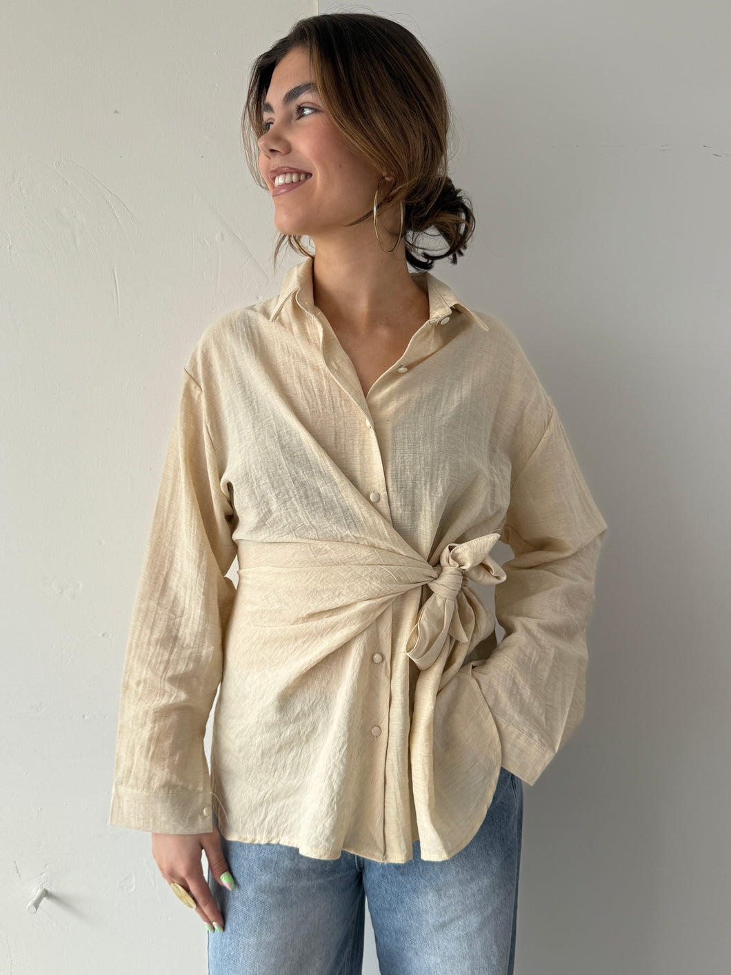 Taupe Wrap Blouse