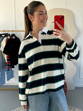 Afbeelding in Gallery-weergave laden, ByHan Polo Longsleeve Streep Blauw
