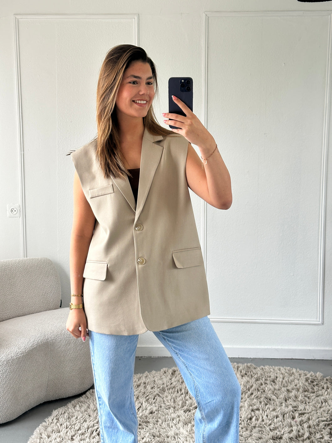 Beige Split Blazer