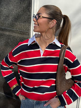Afbeelding in Gallery-weergave laden, ByHan Polo Longsleeve Streep Rood
