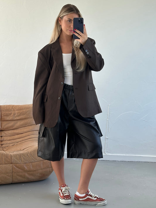 Leather Look Cargo Jort