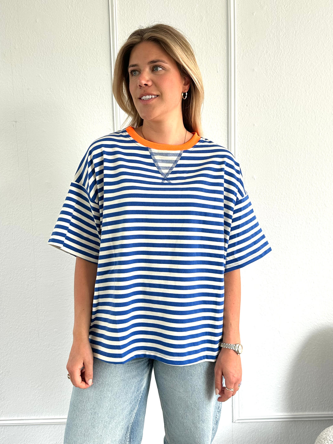 Blauw/Wit Streep T-Shirt