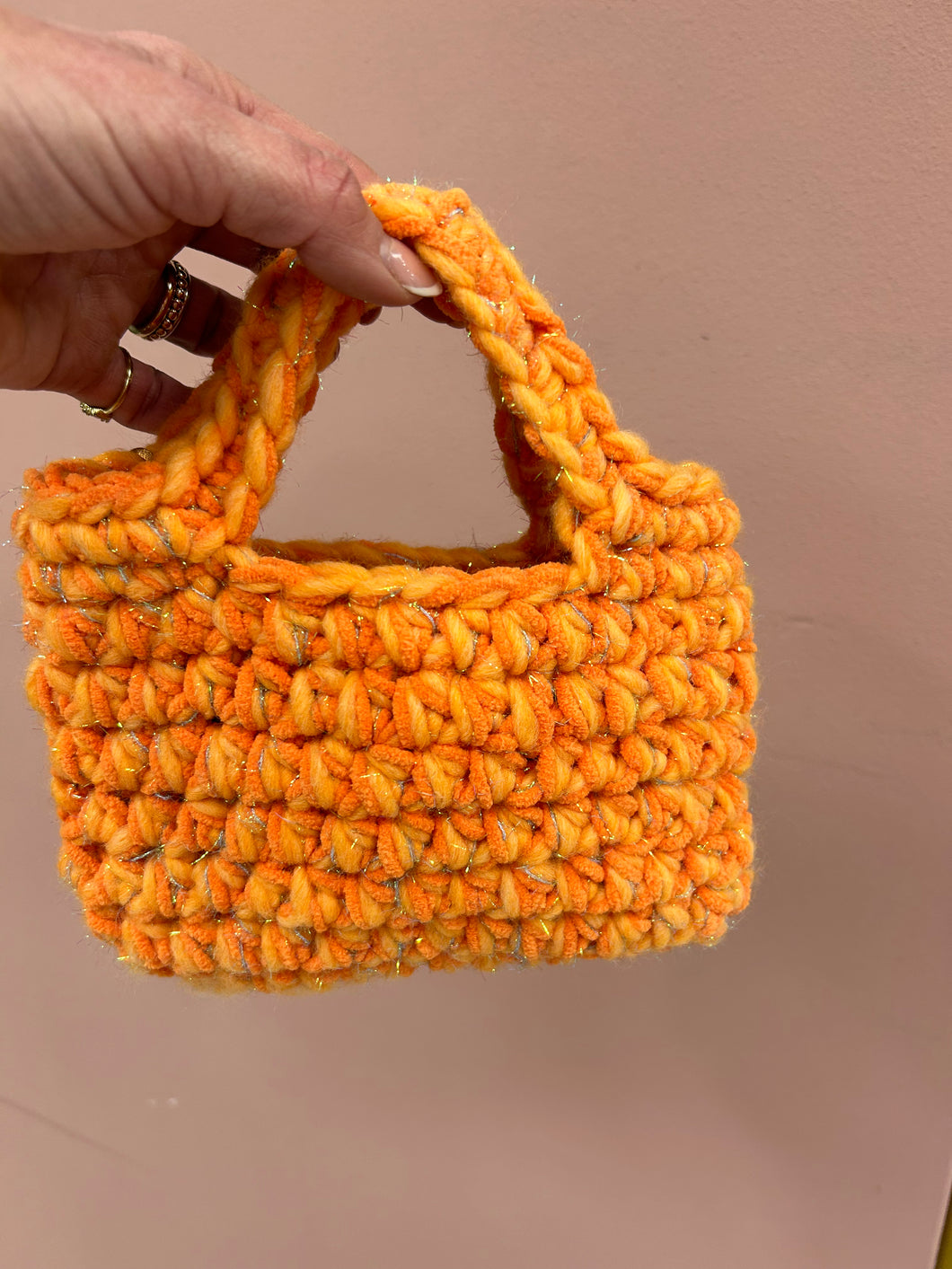 Handmade Crochet Bag Orange Small