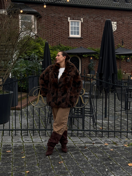 Hanny faux fur jas donkerbruin