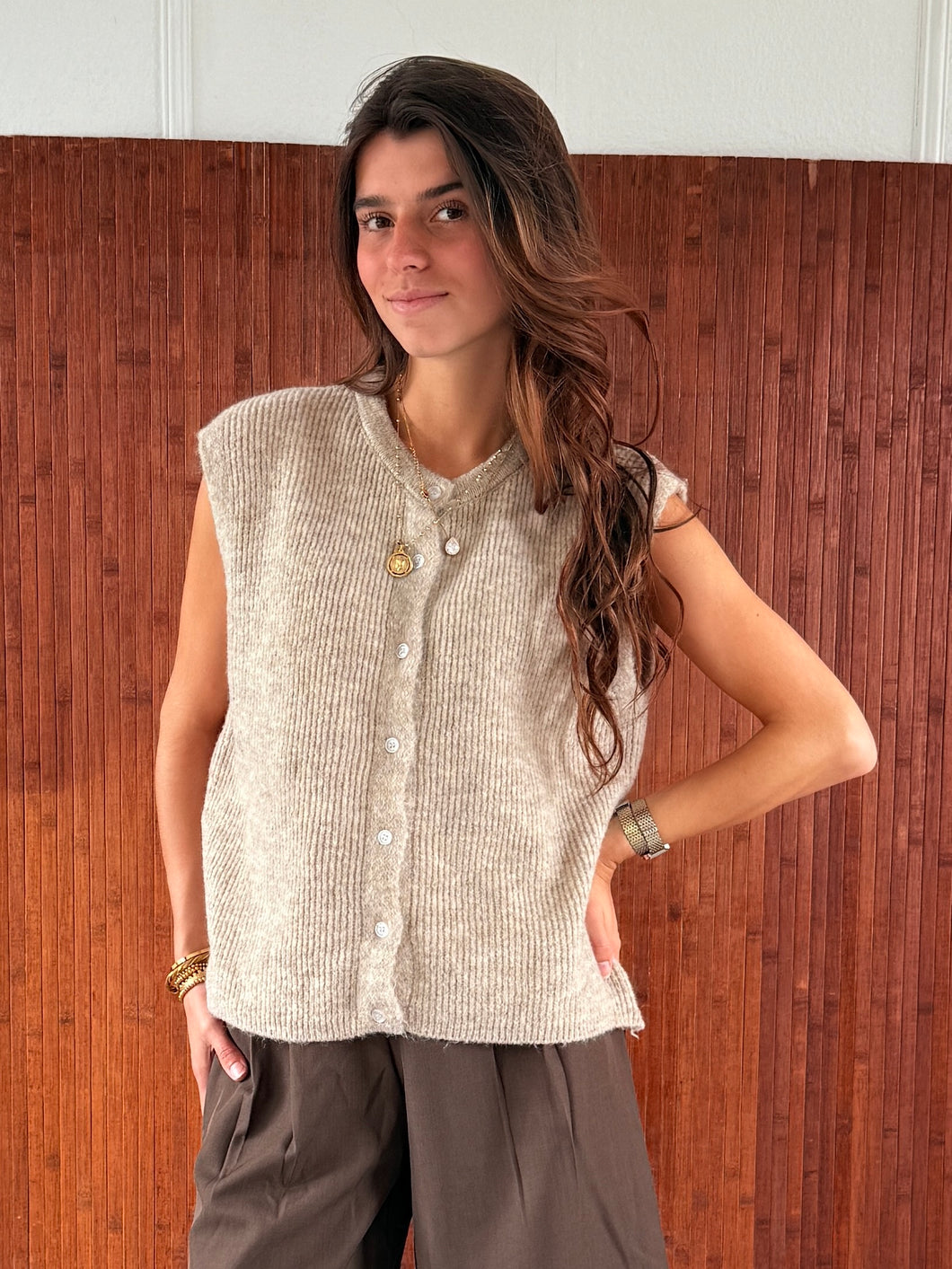 Maya gilet taupe