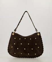 Afbeelding in Gallery-weergave laden, Casey - Suede - Schoudertas met studs - Donkerbruin
