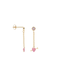 Afbeelding in Gallery-weergave laden, Anna Nina Single Cupid Stud Chain Earring Goud
