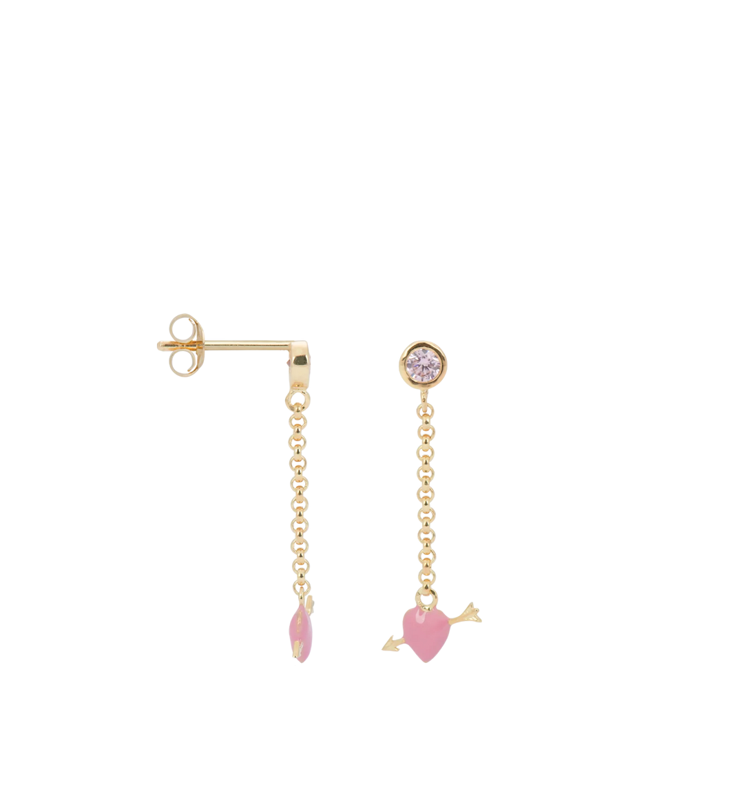 Anna Nina Single Cupid Stud Chain Earring Goud