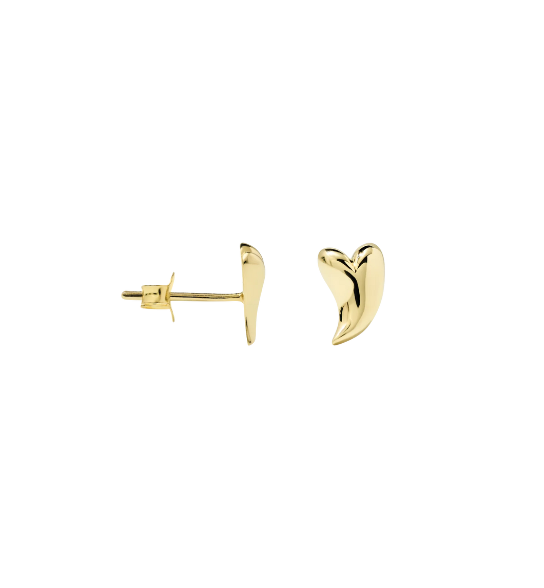 Anna Nina Single Groovy Heart Stud Earring Goud