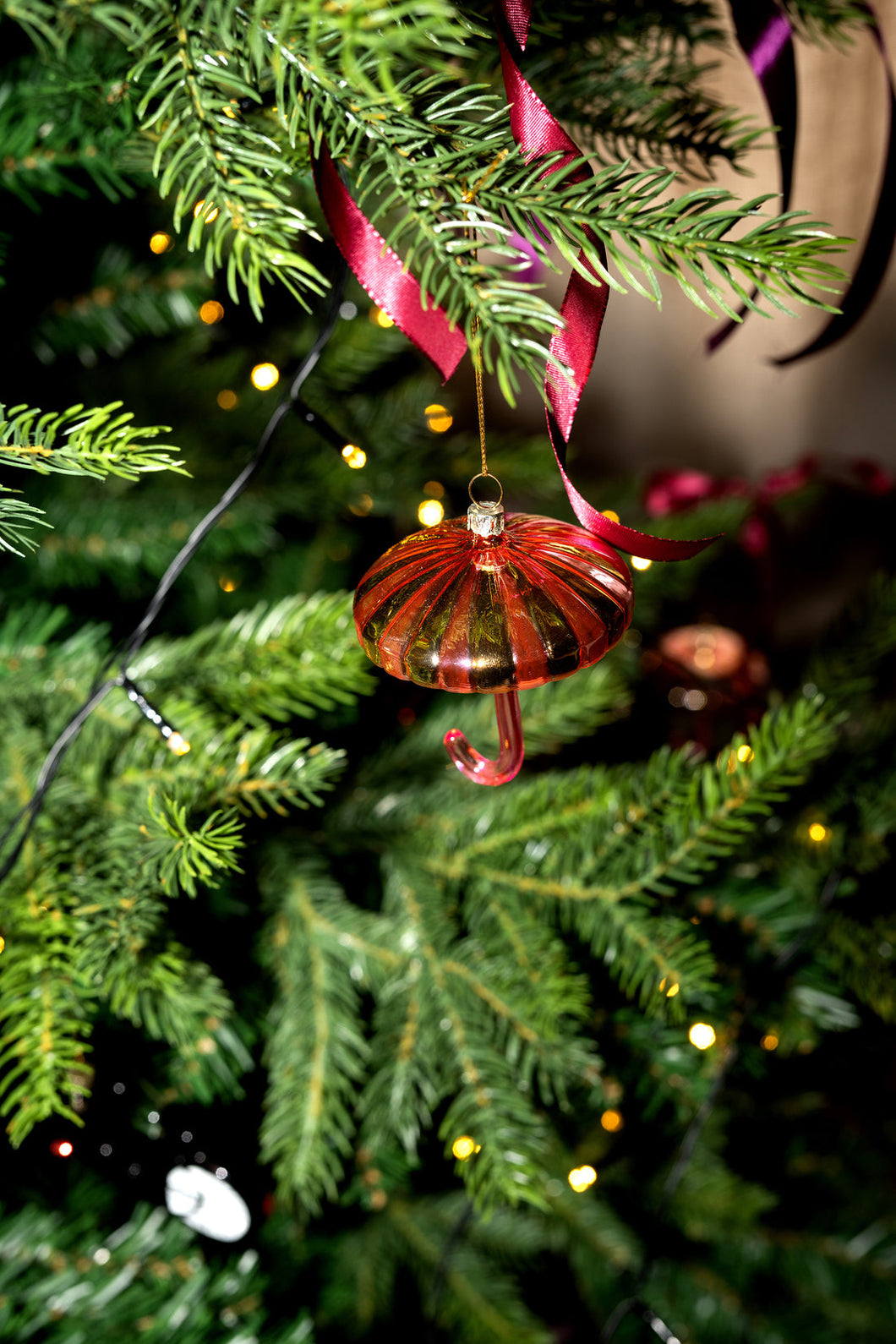 Paraplu Goud Roze Kerstornament Yup in de Boom