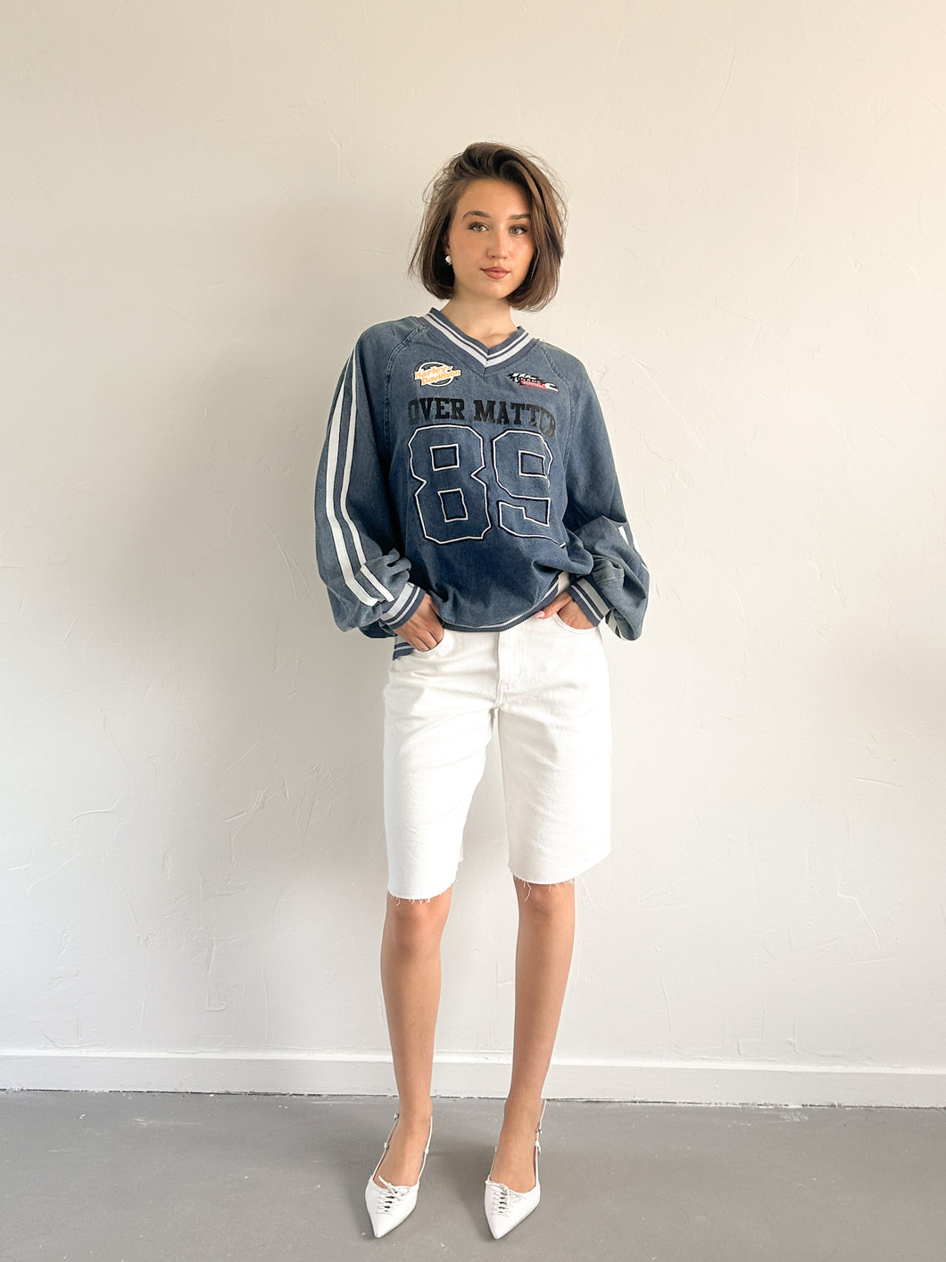 Lara jersey trui denim blauw