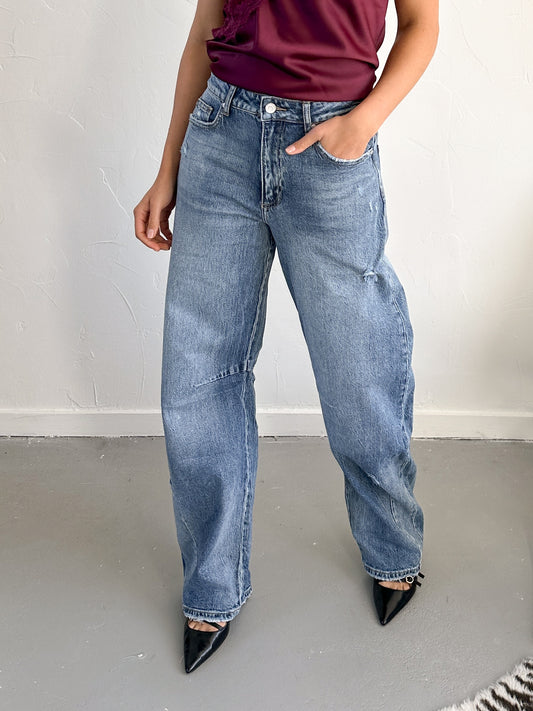 Macy balloon fit jeans blauw