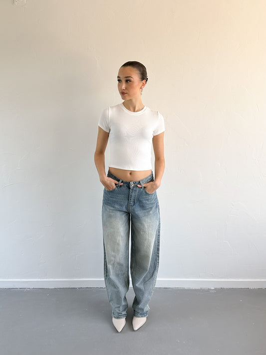 Tess Balloon fit jeans blauw