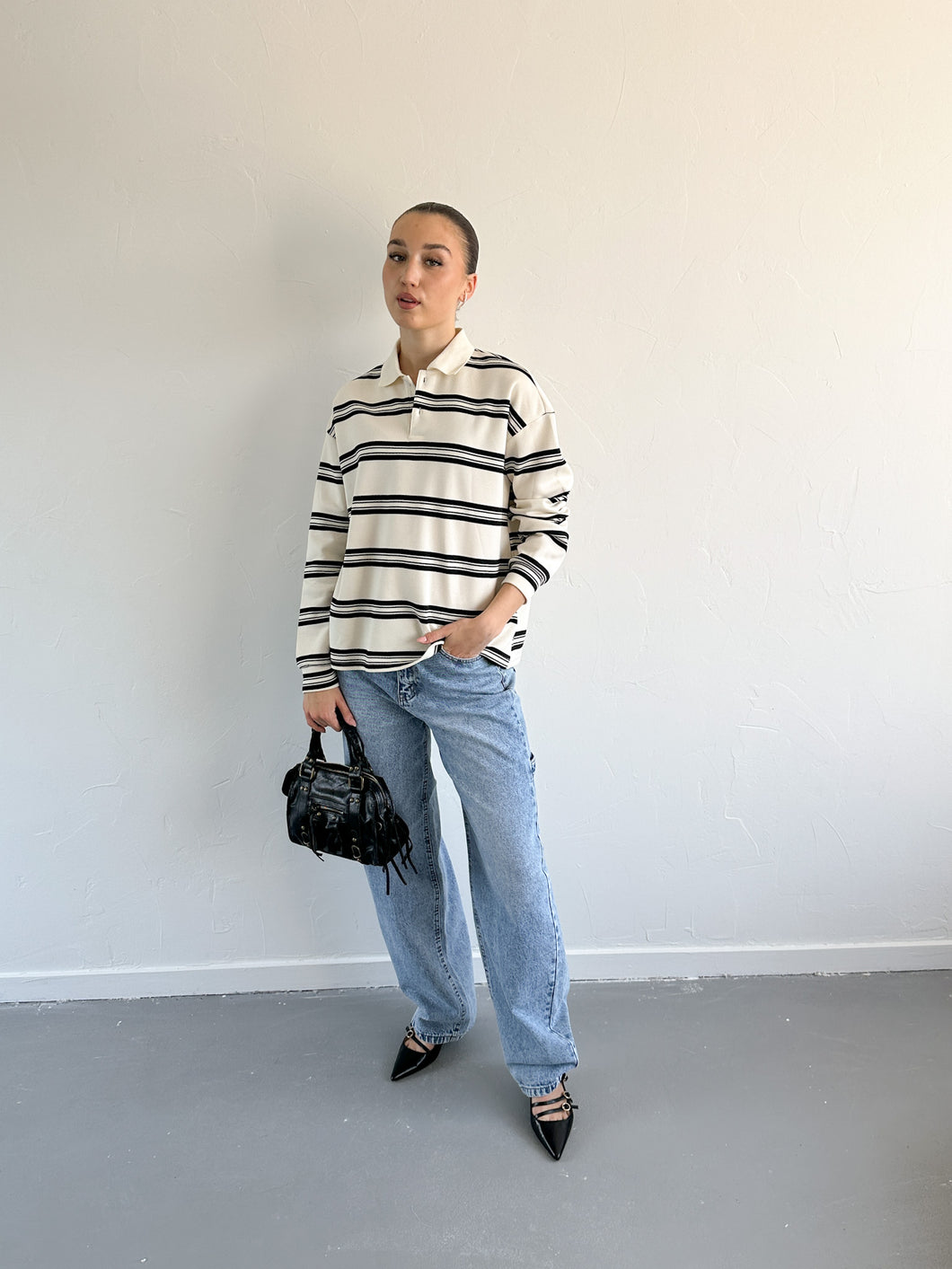 Milou polo longsleeve wit