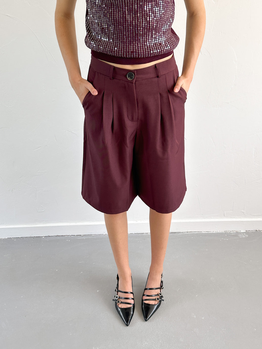 Emma pantalon jort burgundy