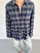 Afbeelding in Gallery-weergave laden, Bibi ruit blouse strass blauw

