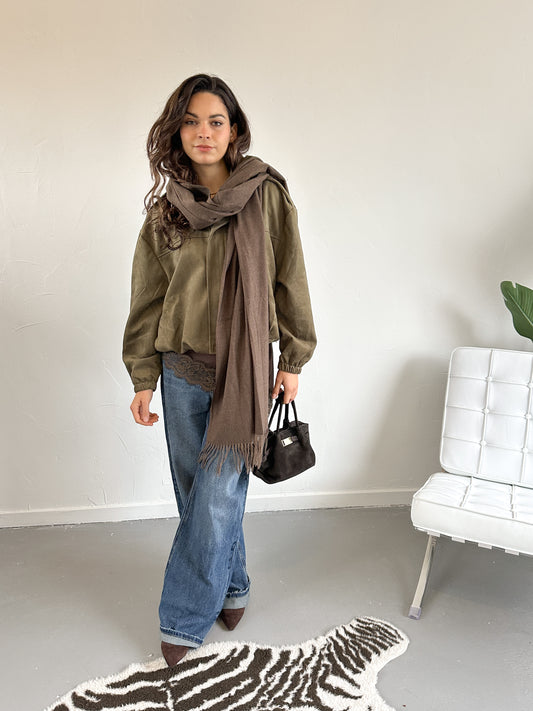 Heleen suede look jasje groen