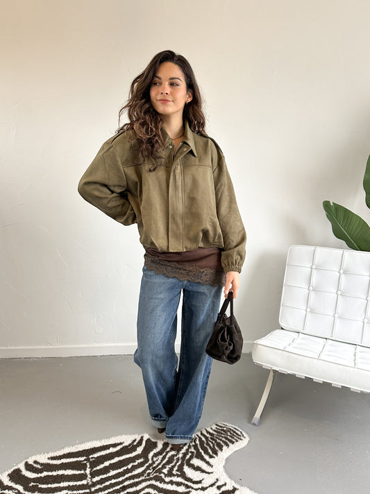 Heleen suede look jasje groen