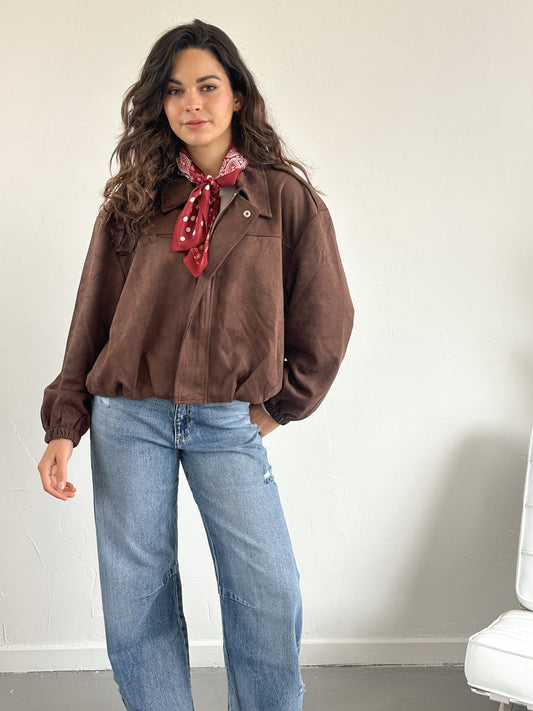 Heleen suede look jasje bruin