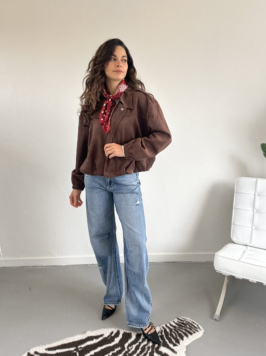 Heleen suede look jasje bruin