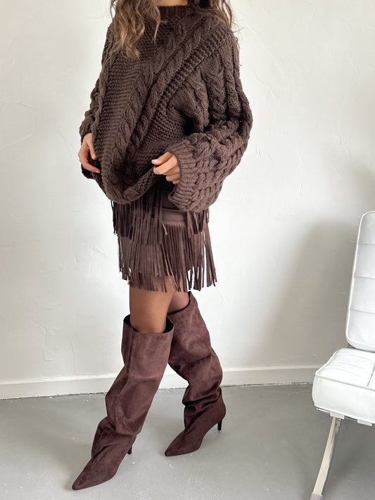 Lisa rokje franjes bruin