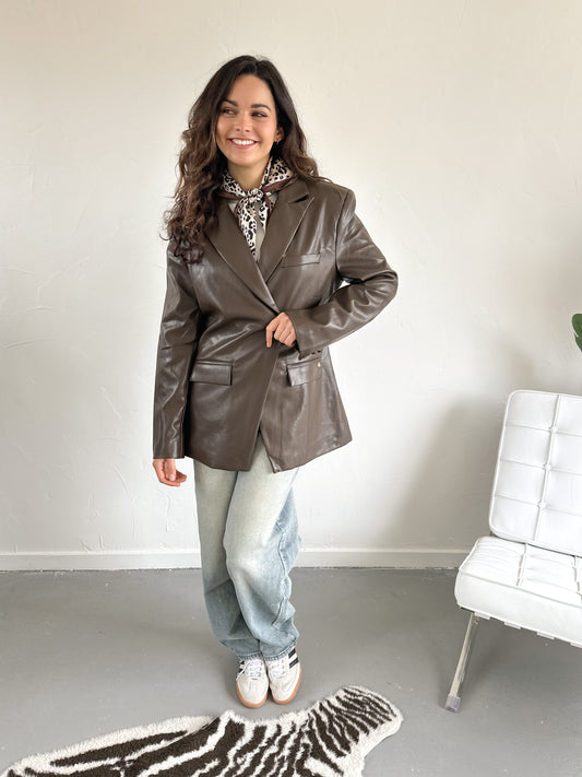Robin leren blazer bruin