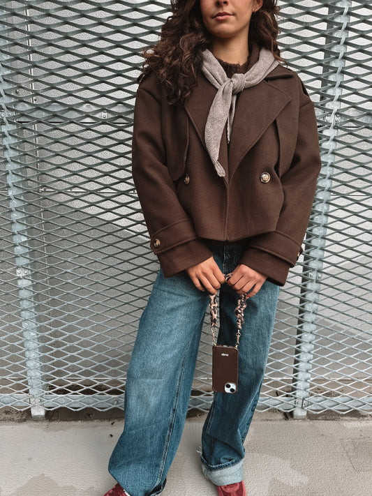 Veerle korte trenchcoat bruin
