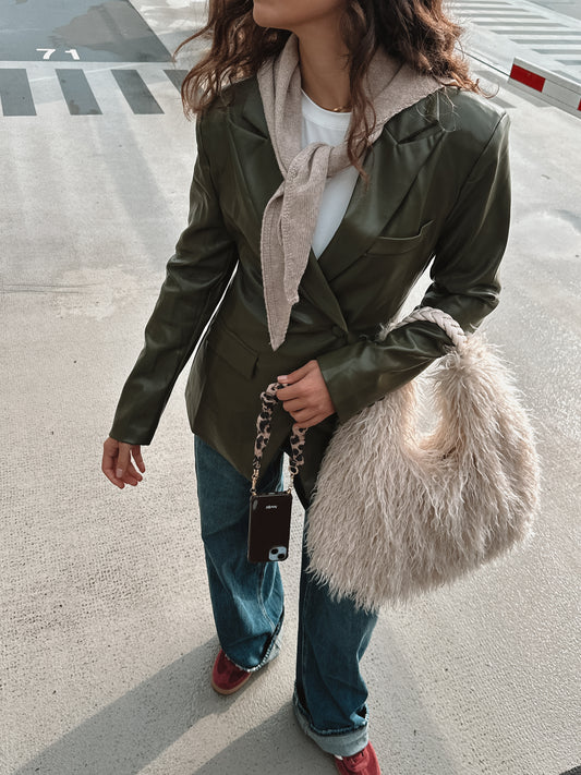 Robin leren blazer groen