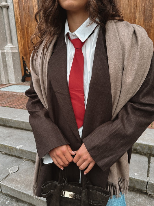 Demi box blazer krijtstreep bruin