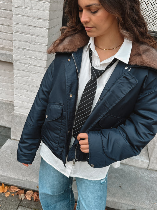 Anne stropdas gestreept zwart